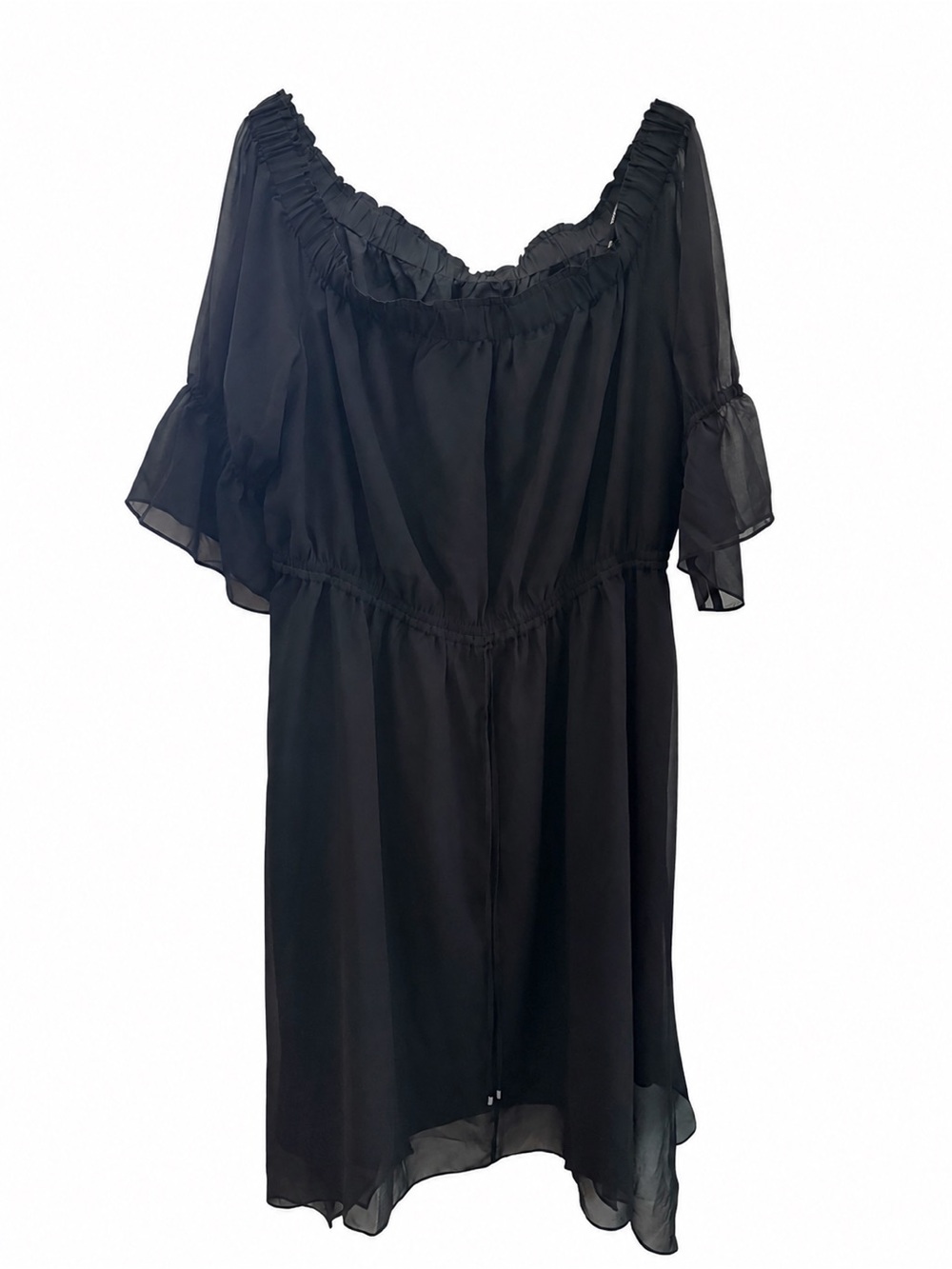 NWT City Chic Whimsigoth Black Sheer Sleeve Off-Shoulder Midi Dress Size XL/22